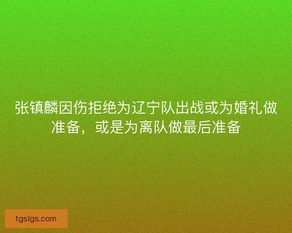 张镇麟因伤拒绝为辽宁队出战或为婚礼做准备，或是为离队做最后准备