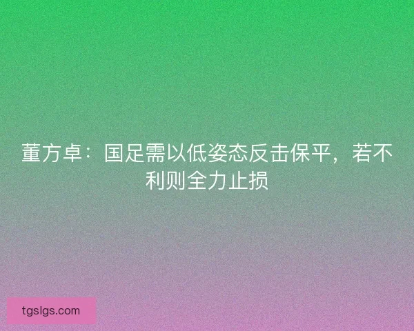 董方卓：国足需以低姿态反击保平，若不利则全力止损