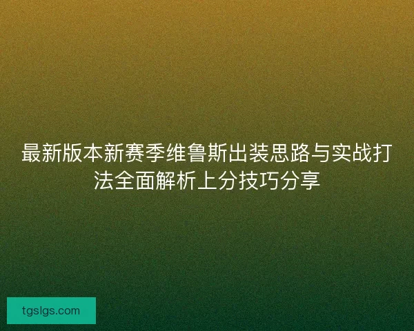最新版本新赛季维鲁斯出装思路与实战打法全面解析上分技巧分享