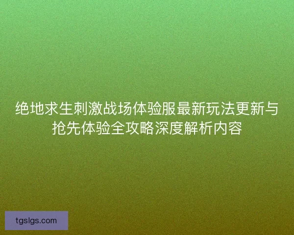绝地求生刺激战场体验服最新玩法更新与抢先体验全攻略深度解析内容 绝地求生刺激战场体验服最新玩法更新与抢先体验全攻略深度解析内容